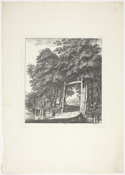 Fishing from a Window, plate three from Paysages Dédiés à M. Warelet, 1764, Salomon Gessner, Swiss,