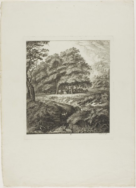 Man Reading a Book, 1764, Salomon Gessner, Swiss, 1730-1788, Switzerland, Etching on cream laid
