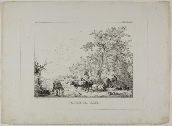 The Milkmaid on the Path, n.d., Sebastian Habenschaden, German, 1813-1868, Germany, Etching on