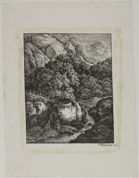 Wooded Mountain Landscape with a Small Waterfall and Pathway, 1805, Franz Joseph Leopold, German,