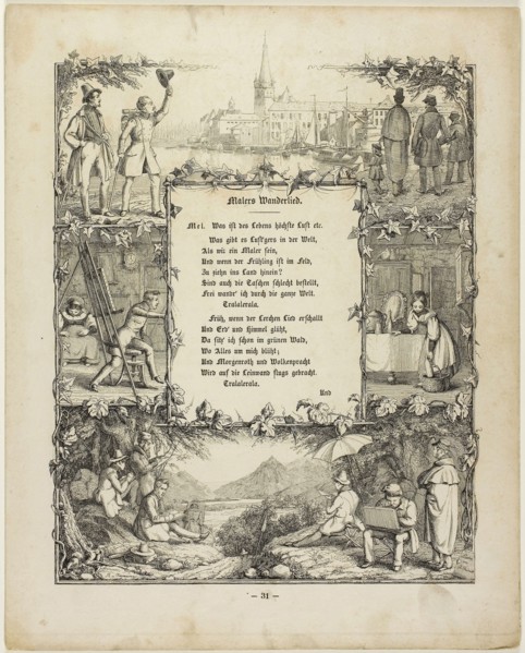 The Painter’s Wandering Song, 1837, Rudolph von Normann, German, 1806-1882, Germany, Etching on