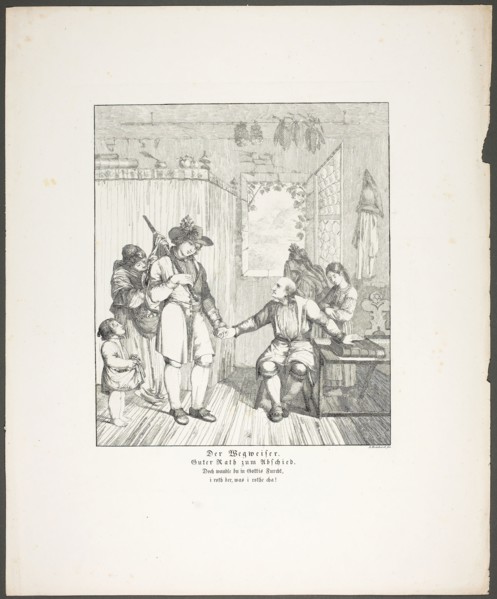 The Signpost, plate ten from Zehn Blätter zu Hebels Alemannischen Gedichten, 1820, Sophie Reinhard