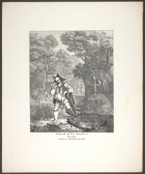 Ghost on the Kandern Road, plate six from Zehn Blätter zu Hebels Alemannischen Gedichten, 1820,