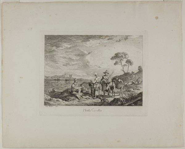 Monte Circello, 1831, Ludwig Richter, German, 1803-1884, Germany, Etching on ivory wove paper, 155