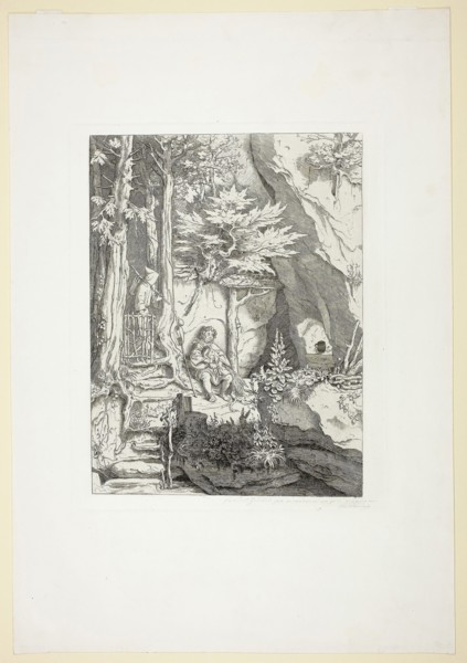 A Musician with a Hermit, n.d., Moritz von Schwind, Austrian, 1804-1871, Austria, Etching on paper,