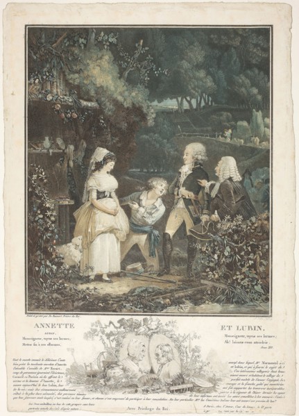 Annette and Lubin, 1789, Philibert Louis Debucourt, French, 1755-1832, France, Etching and aquatint