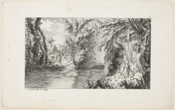 Landscape with a Walker and a Cascade, plate 5 from the second suite Livre de paysages (Book of