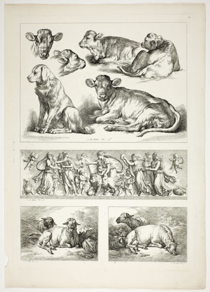 Plate 20 of 38 from Oeuvres de J. B. Huet, 1796–99, Jean Baptiste Huet, French, 1745-1811, France,