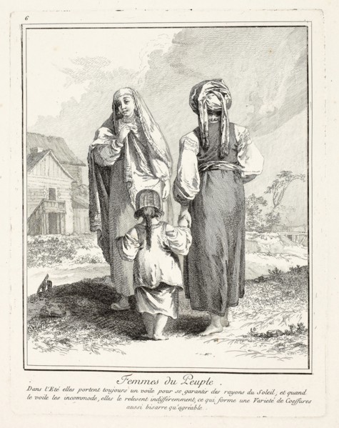 Women of the People, plate six from Divers Habillements des Peuples du Nord, 1765, Jean Baptiste Le