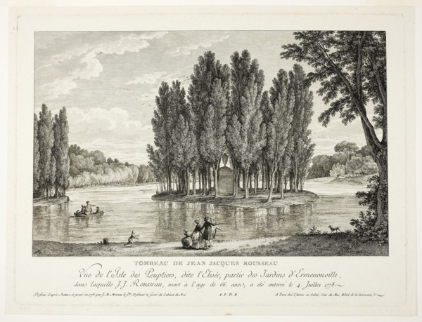Tomb of Jean Jacques Rousseau, 1778, Jean Michel Moreau, French, 1741-1814, France, Etching on