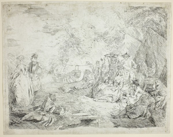 Troops Resting, n.d., Jean-Baptiste Pater, French, 1695-1736, France, Etching on ivory laid paper,