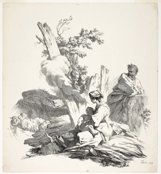 The Holy Family, 1758, Jean Baptiste Marie Pierre, French, 1713-1789, France, Etching on paper, 392