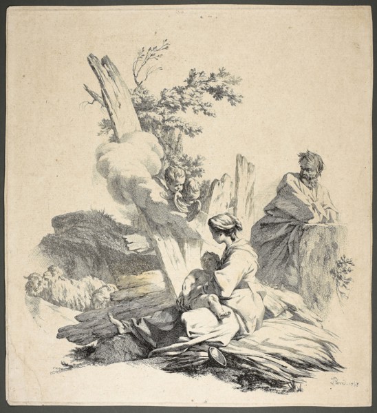 Holy Family with Angels, n.d., Jean Baptiste Marie Pierre, French, 1713-1789, France, Etching on