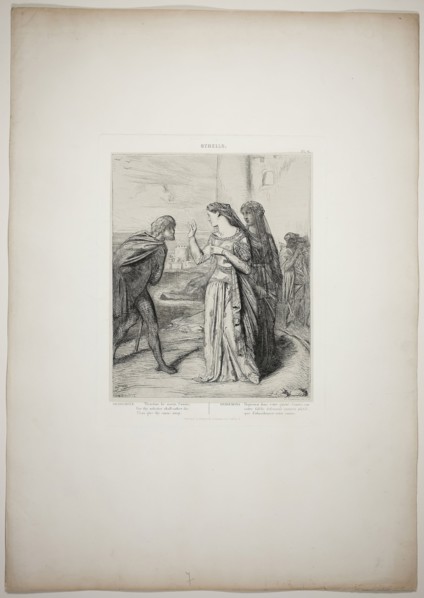 Therefore be merry, Cassio, plate six from Othello, 1844, Théodore Chassériau, French, 1819-1856,