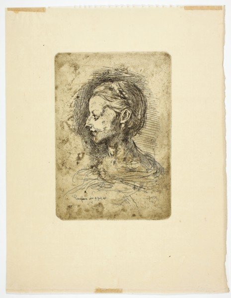 Female Head, 1860, Jean Baptiste Carpeaux, French, 1827-1875, France, Etching on Japanese paper,
