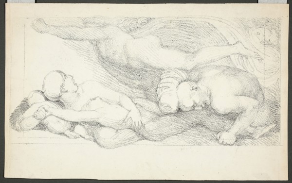 Figures, c. 1817, John Flaxman, English, 1755-1826, England, Lithograph on ivory wove paper, 285 ×