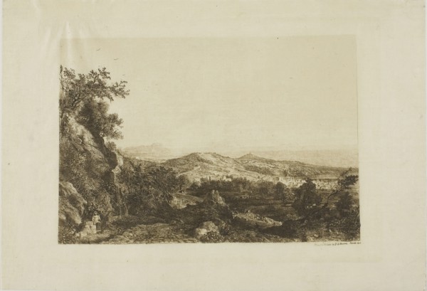 View of Ariccia, 1853, George Loring Brown, American, 1814-1889, United States, Etching on cream