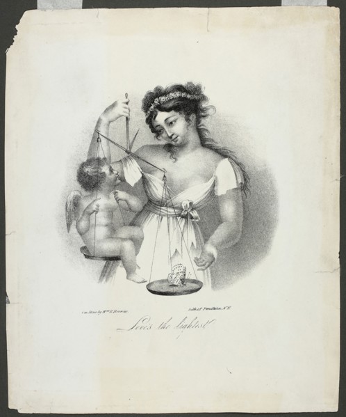Love’s the Lightest, n.d., William Browne (American, 1814-1877), published by Pendleton Lithography