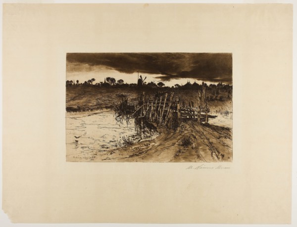 Landscape with Mill and a Wooden Bridge, 1883, Mary Nimmo Moran, American, 1842-1929, United