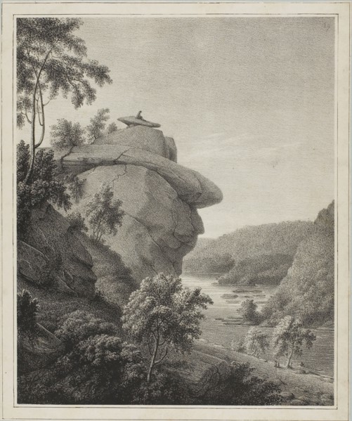Jefferson’s Rock, 1826, Rembrandt Peale, American, 1778–1860, United States, Lithograph on cream
