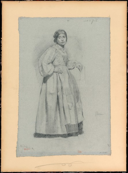 Italienne (Gaëta), 1856/57, Edgar Degas, French, 1834–1917, France, Graphite, with stumping, on