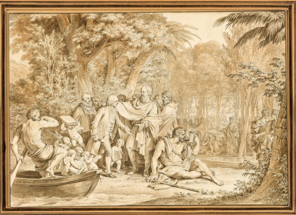The Arrival of Jean-Jacques Rousseau to the Champs-Élysées, 1780, Jean Michel Moreau, French,