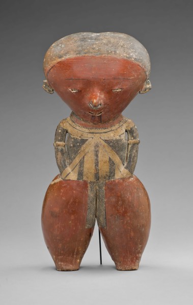 Polychrome Standing Figure with Exaggerated Head and Hips, A.D. 1/300, Nayarit, Chinesco style,