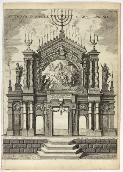 Stage in Memory of Isabella Clara Eugenia, plate 24 from Casperius Gevartius, Pompa Introitus