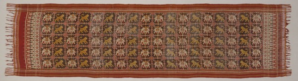 Ceremonial Cloth with Pattern of Elephants and Tigers, 19th century, India, Gujarat, India, Silk,