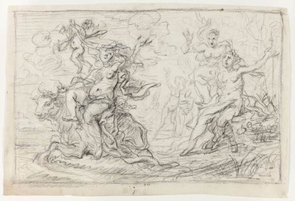 The Rape of Europa, 1635/40, Cornelis Schut, Flemish, 1597-1655, Flanders, Black chalk, with