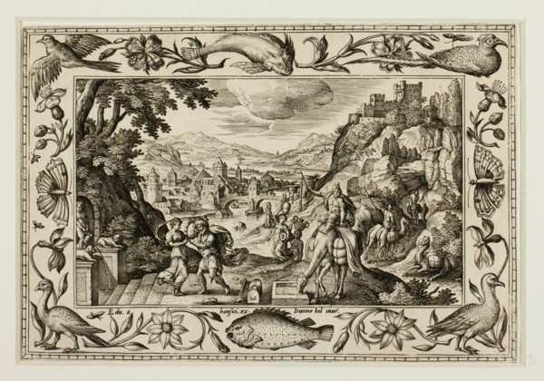 Rebecca and Eliezer at the Well, from Landscapes with Old and New Testament Scenes and Hunting