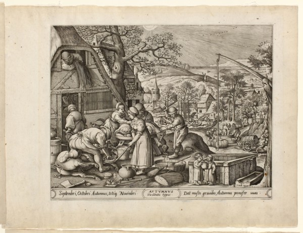 Autumn, from The Four Seasons, 1570, Pieter van der Heyden (Flemish, c. 1530–after 1584), after