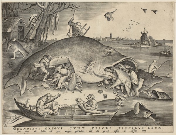 Big Fish Eat Little Fish, 1557, Pieter van der Heyden (Flemish, c. 1530–after 1584), after Pieter