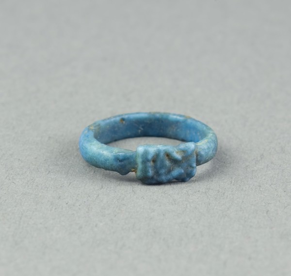 Ring: Head of Hathor, New Kingdom, Dynasty 18 (about 1390 BC), Egyptian, Egypt, Faience, W. 0.5 cm