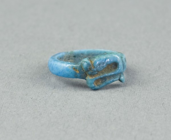 Ring: Figure of Serpent Uto (?), New Kingdom, Dynasty 18 (about 1390 BC), Egyptian, Egypt, Faience,