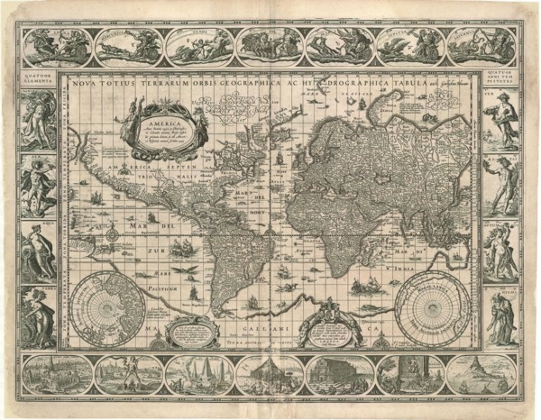 Map, Nova totius terrarum orbis geographica ac hydrographica tabula auct. Guiljelmo Blaeuw J.a