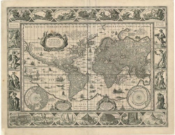 Map, Nova totius terrarum orbis geographica ac hydrographica tabula auct. Guiljelmo Blaeuw J.a
