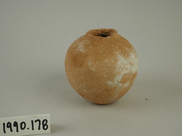 Egyptian, Ovoid Jar, between 3500 and 3100 BCE, Terracotta, Overall: 3 1/8 × 3 inches (7.9 × 7.6