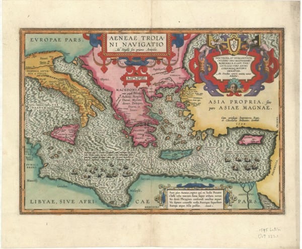 Map, Aeneae Troiani Navigatio Ad Virgilij sex priores Aeneidos, Abraham Ortelius (1527-1598),