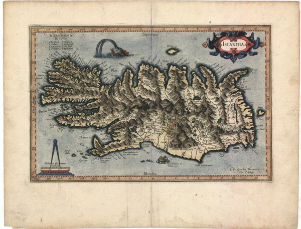 Map, Islandia per Gerardum Mercatorem, Gerard Mercator (1512-1594), Copperplate print