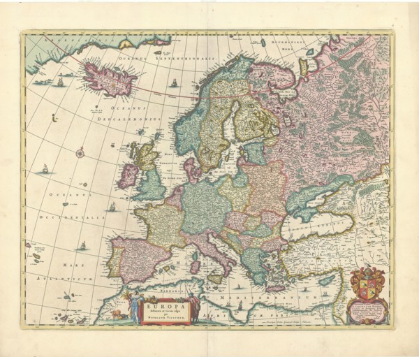 Map, Europa delineata et recens edita per Nicolaum Visscher, Nicolaes Jansz Visscher (1618-1679),