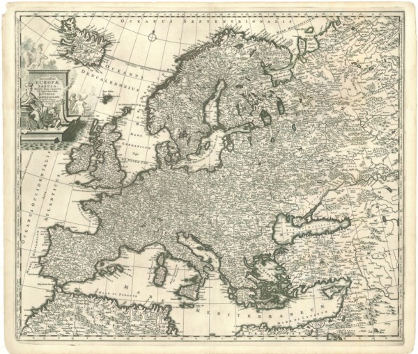 Map, Accuratissima Europae tabula multis locis correcta, et nuperrime edita authore Carolo Allard