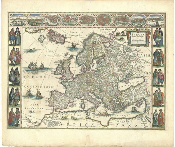 Map, Evropa recens descripta à Guilielmo Blaeuw, Willem Jansz Blaeu (1571-1638), Copperplate print