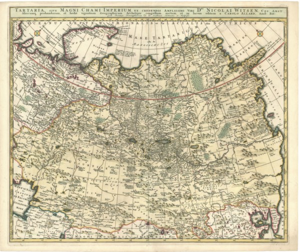 Map, Tartaria, sive Magni Chami Imperium ex credendis ... Nicolai Witsen ..., et hodiè vigentium