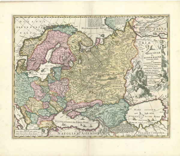 Map, Moscoviæ seu Russiæ magnæ generalis tabula quâ Lapponia, Norvegia, Suecia, Dania, Polonia,