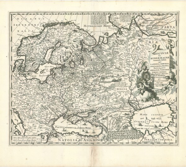 Map, Moscoviæ seu Russiæ magnæ generalis tabula quâ Lapponia, Norvegia, Suecia, Dania, Polonia,