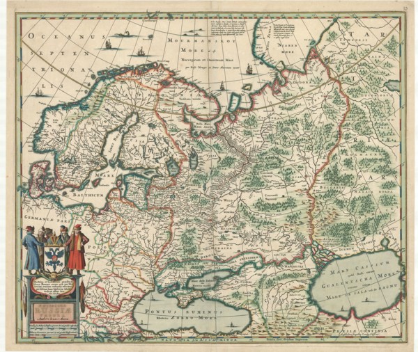 Map, Moscoviæ seu Russiæ magnæ generalis tabula quâ Lapponia, Norvegia, Suecia, Dania, Polonia,