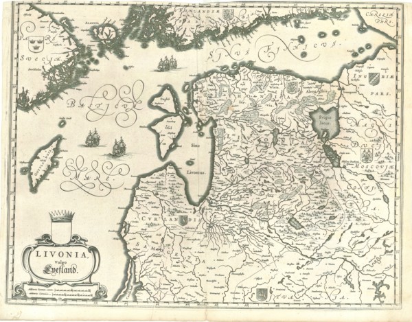 Map, Livonia, vulgo Lyefland, Copperplate print