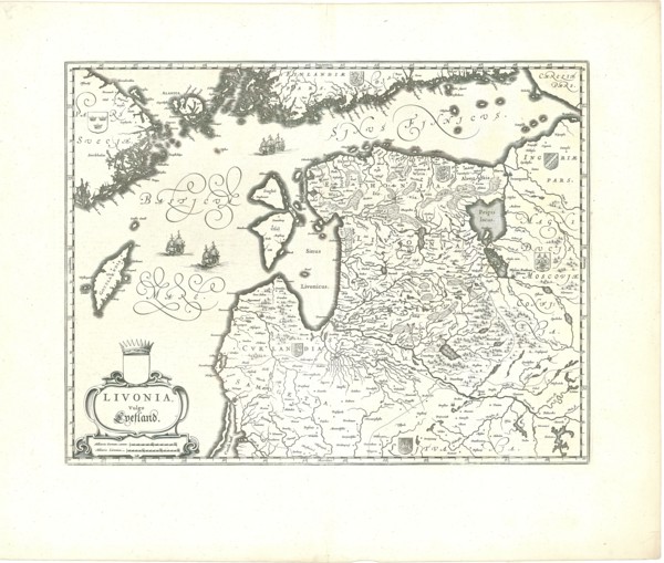 Map, Livonia, vulgo Lyefland, Copperplate print