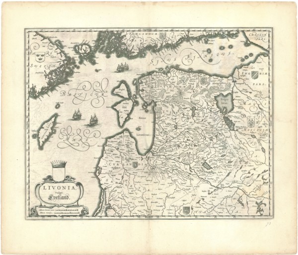 Map, Livonia, vulgo Lyefland, Copperplate print